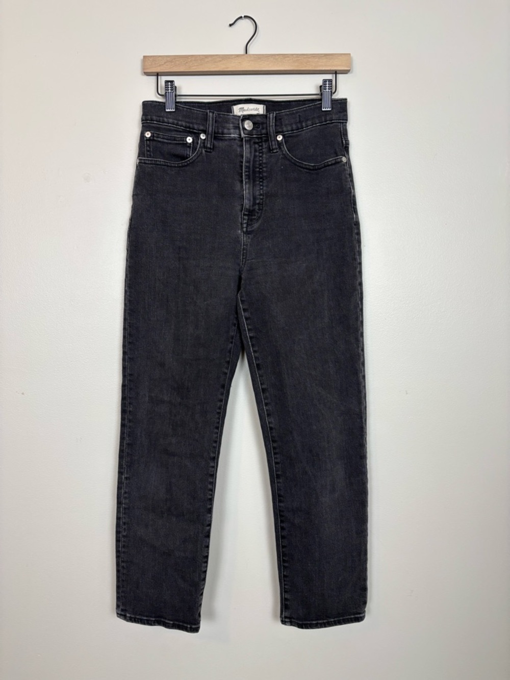 Madewell Jeans Womens 26 Classic Straight Leg High Rise Denim in Black